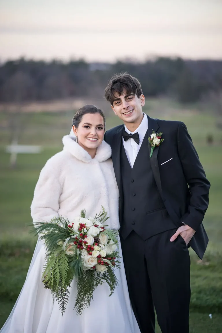 Maura and Christopher portrait at Jumping Brook Country Club