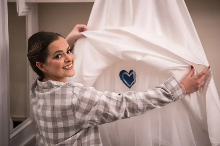 The heart sewn into Maura’s gown from her late father’s shirt