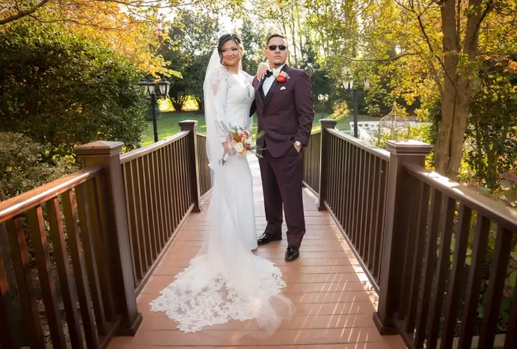 Mario and Idalia on the garden bridge at The English Manor, Ocean NJ