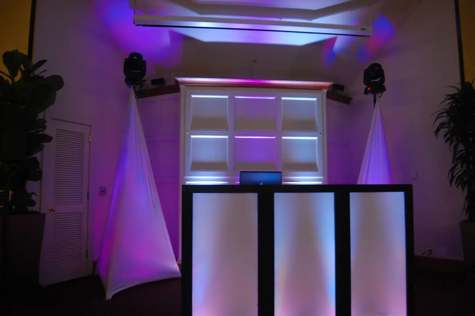 FNA Events DJ booth with purple lighting
