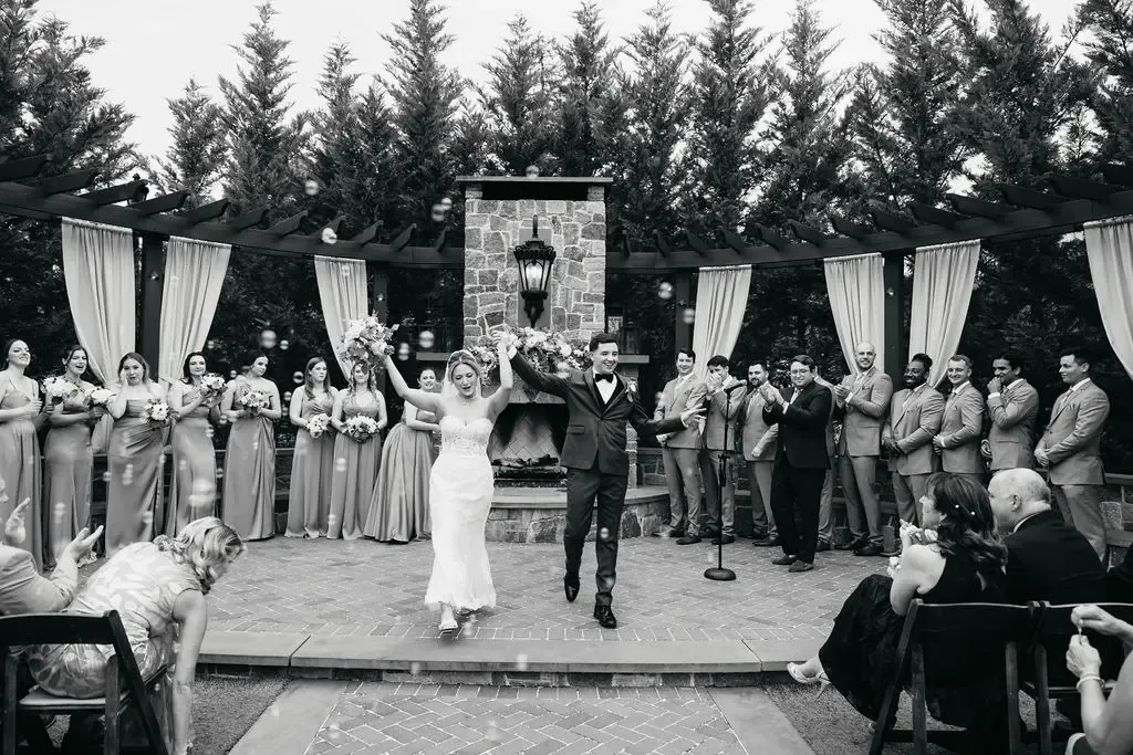 Black-and-white recessional at Davik's Country Lane, Fresh New Angle Events